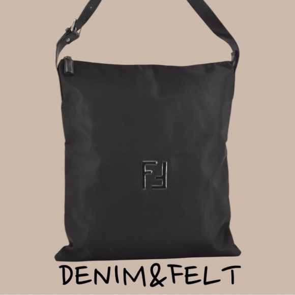 FENDI Black Vintage Nylon/Leather Shoulder/ Handbag/ Tote | PRELOVED 🖤🖤🖤🖤 - Picture 1 of 16